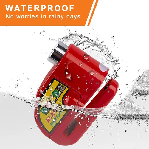 Miniatura 5 de Bloqueo de freno de disco de alarma para motocicleta, cerraduras de motocicleta, antirrobo, bloqueo de disco de seguridad, impermeable, 110 dB, Rojo
