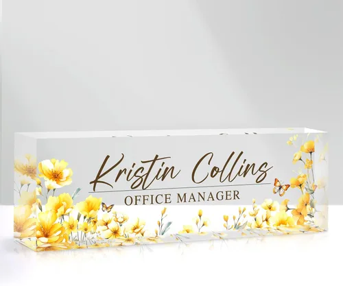 Miniatura 28 de Placa de nombre personalizada para escritorio, placa de nombre personalizada en cristal acrílico transparente, regalos de agradecimiento para Tinta