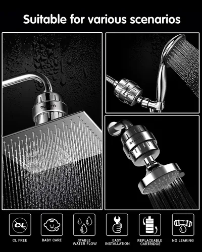 Miniatura 4 de Filtro de ducha de 15 etapas, filtro de agua dura, elimina el cloro, metales pesados y otros sedimentos, el suavizante de agua con vitamina C reduce