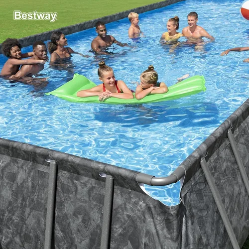 Miniatura 7 de Bestway APX 365 - Piscina sobre el suelo de 18 x 9 x 52 pulgadas, juego de piscina rectangular con marco de metal para exteriores con bomba