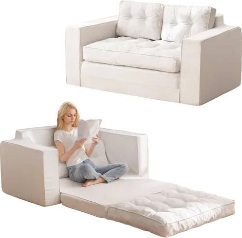 Miniatura 8 de YOSHOOT Sofá Cama Loveseat, Sofá Convertible de 55" Sofá Cama Sillón Futón para Sala de Estar, Sofá de Piso Extraíble 3 en 1 con Respaldo y verde