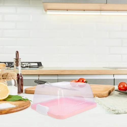 Miniatura 2 de LIFKOME Contenedor cuadrado de almacenamiento para tartas, caja de macarrones con asa de bloqueo para tartas, contenedor de almacenamiento cuadrado