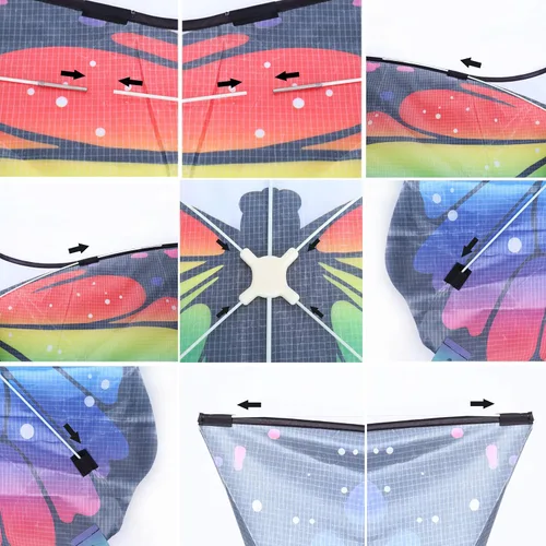 Miniatura 6 de Mariposa enorme cometa para niños y adultos, cuerda de una sola línea con cola fácil de volar para viajes a la playa, parque, juegos y actividades