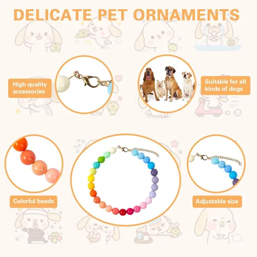 Miniatura 5 de Collar de perlas con cuentas para perro, hecho a mano, collar de perro elegante con campana, joyería para perros pequeños y cachorros