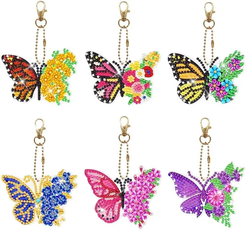 Miniatura 12 de 5pcs DIY 5D colorido búho diamante pintura llavero kits doble cara búho diamante arte llavero llavero