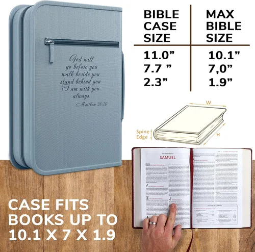 Miniatura 16 de DEHITE Funda para la Biblia para mujer, bolsas de transporte de la Biblia, tamaños medianos y grandes, ranuras para bolígrafos, tela de primera