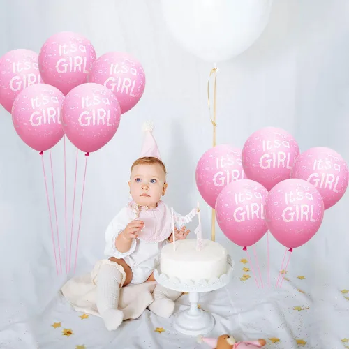 Miniatura 4 de 50 globos de látex rosa de 12 pulgadas para baby shower, fiesta de cumpleaños, docaraciones