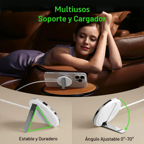 Miniatura 7 de Nuevo para cargador MagSafe: almohadilla de carga inalámbrica magnética para iPhone 17, 16, 15, 14, 13, 12, AirPods 4-2 Pro, imán fuerte, con bloque
