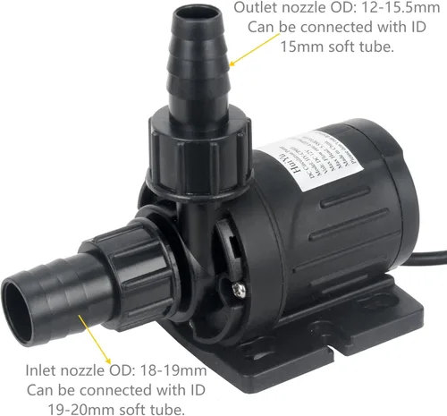 Miniatura 3 de HuiYu Bomba de agua pequeña de DC 12V Bomba de circulación de agua caliente 3.5GPM 18W 5.5M Bomba de agua solar sumergible de poco ruido con fuente