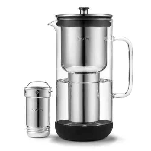 Miniatura 9 de Aarke Purificador - Jarra de filtro de agua de vidrio y acero inoxidable de alta calidad, sistema de filtro recargable y gránulos, jarra de 2.8 L