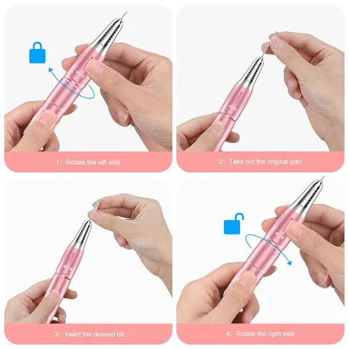 Miniatura 6 de Taladro de uñas eléctrico recargable de 35000 rpm, kit profesional portátil para acrílico, uñas de gel, manicura y pedicura, herramientas