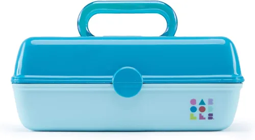 Miniatura 10 de Caboodles Pretty in Petite - Caja de maquillaje de dos tonos rosa sobre lavanda, caja organizadora de plástico duro, 2 bandejas giratorias, espejo