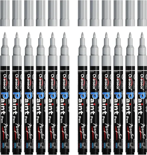 Miniatura 11 de Marcadores de Pintura Overseas - Marcadores Permanentes Blancos de Pintura Acrílica, Juego de 12, a Base de Agua, Impermeables, Punta Extrafina