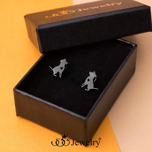Miniatura 3 de 555Jewelry Aretes pequeños de acero inoxidable para perros pequeños y pequeños para mujeres y niñas