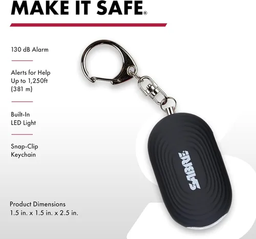 Miniatura 2 de Alarma personal 2 en 1 de SABRE con luz LED, sirena de seguridad personal de 130 dB, gancho de enganche para acceso instantáneo, rango de 1,250 pies