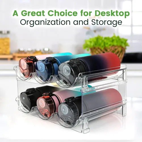Miniatura 6 de spospo Organizador de botellas de agua para gabinete, organizador de almacenamiento de botellas de agua, 2 paquetes de estante de almacenamiento