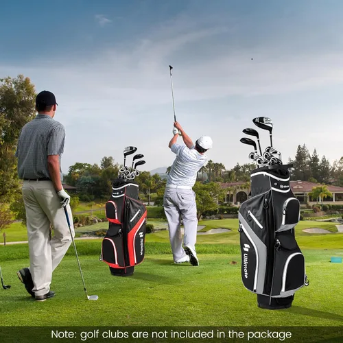 Miniatura 8 de Bolsa de carrito de golf Tangkula con divisores superiores de 14 vías, bolsa ligera para palos de golf con 9 bolsillos, bolsa con enfriador, soporte