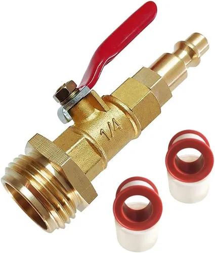 Adaptador de soplado para invierno con enchufe rápido macho de 1/4 pulgadas y rosca GHT macho de 3/4 pulgadas, montaje rápido de latón con válvula