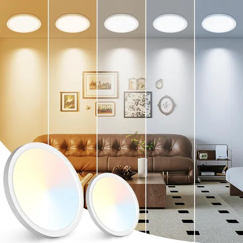 Miniatura 19 de Peasur - Lámpara de techo led de 18 cm, montaje empotrado ajustable, 3000 K/3500 K/4000 K/5000 K/6500 K, 1500 LM, 15 W, lámpara redonda blanca Blanco