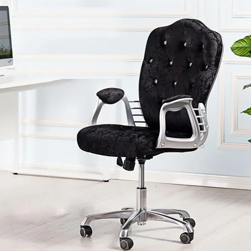 Miniatura 10 de Silla de oficina en casa, silla giratoria ergonómica para computadora con soporte lumbar, reposabrazos ejecutiva, con reposabrazos fijos, altura Oro