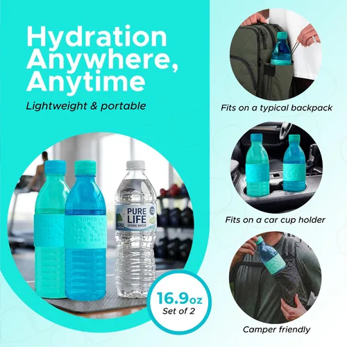 Miniatura 2 de Copco Hydra - Botella de agua de 16.9 onzas, juego de 2, a prueba de fugas, sin BPA, de tritán, apta para lavavajillas, cuerpo abierto para hielo