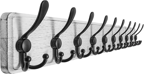 Miniatura 11 de Dseap Perchero de Pared Montado - 5 Ganchos Triangulares, Resistente, Perchero de Pared de Madera para Abriggos, Sombreros, Chaquetas, Ropa, Negro