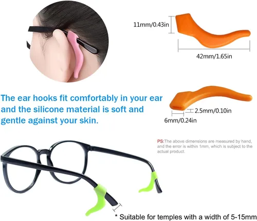 Miniatura 11 de PTSLKHN Ganchos de silicona suave para las orejas, 10 pares de lentes antideslizantes para lentes, lentes de sol, lentes de lectura