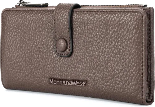 Miniatura 14 de Montana West Billetera pequeña para mujer, de piel auténtica, triple pliegue, tarjetero Rfid con cremallera y bolsillo para monedas, Un negro, Casual