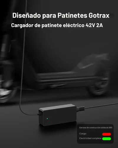 Miniatura 5 de VHBW Cargador de 42V 2A para patinete eléctrico–Compatible con GoTrax GXL V2, Apex, XR Ultra, patinetes eléctricos con batería de litio de 36V