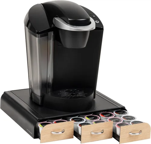 Mind Reader Organizador 'Anchor' de triple cajón para cápsulas Dolce Gusto, CBTL, soporte para cápsulas de café de una sola porción Marrón
