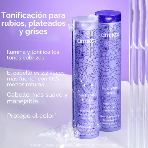 Miniatura 2 de amika bust your brass cool blonde strength repair shampoo