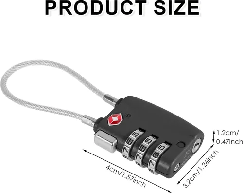 Miniatura 3 de Paquete de 5 cerraduras TSA para equipaje, aprobadas por la TSA, combinación de 3 dígitos, candados de viaje de la TSA, candados de cable