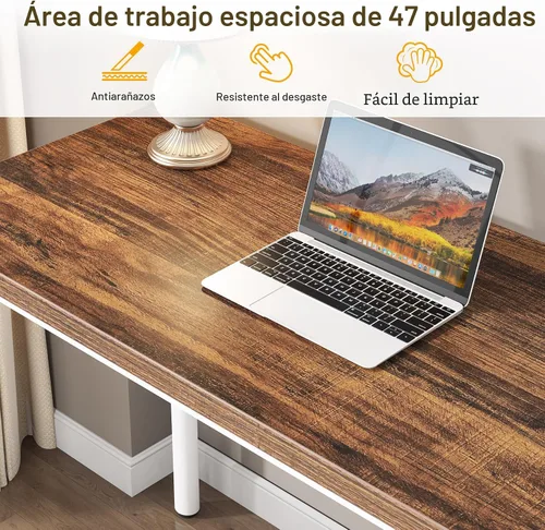 Miniatura 9 de Tribesigns Escritorio para Computadora con 5 Cajones, 47 pulgadas Escritorio de Oficina en Casa Marrón Rústico con Almacenamiento, Escritorio marrón