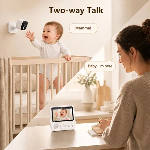 Miniatura 6 de Monitor de bebé con cámara y audio, monitor de bebé sin WiFi con pantalla IPS de 2.8 pulgadas, batería de 120 horas, alcance de 1000 pies
