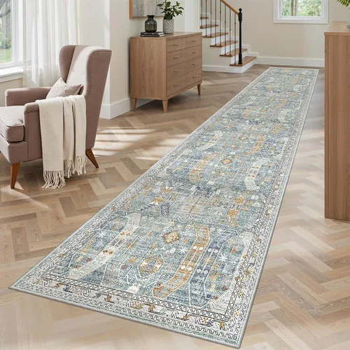Miniatura 184 de Madane Tapete lavable de 2 x 10 pies para pasillo, cocina, recibidor, clásico, suave, antideslizante para interiores, casa de campo, baño, sala