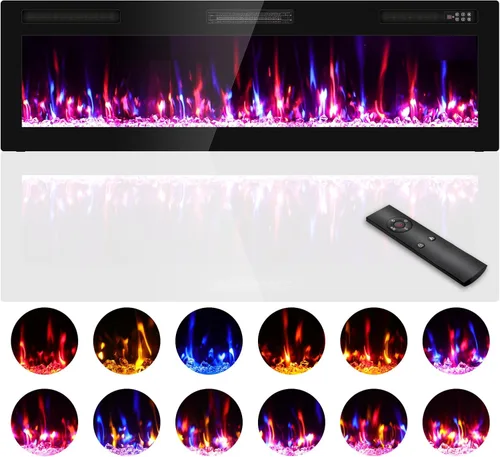 Miniatura 10 de Zionheat - Chimenea eléctrica ultrafina de 36 pulgadas para sala de estar, chimenea independiente/insertos/montado en la pared con control remoto