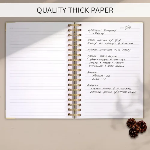 Miniatura 7 de Cuaderno en Espiral Grueso con Portada de Lino Moderno para Mujeres en Formato B5 - Cuaderno de Notas Rayado para la Universidad con 300 Páginas