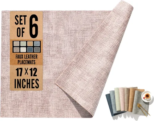 Miniatura 14 de UnivoColors - Juego de manteles individuales de piel sintética de 6,17 x 12 pulgadas, diseño de doble cara, impermeable, resistente al calor, fácil