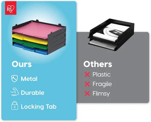 Miniatura 3 de IRIS USA Bandeja organizadora de papel de metal para cartas, paquete de 4, para documentos de documento de papeleo para cartas/A4, organizador