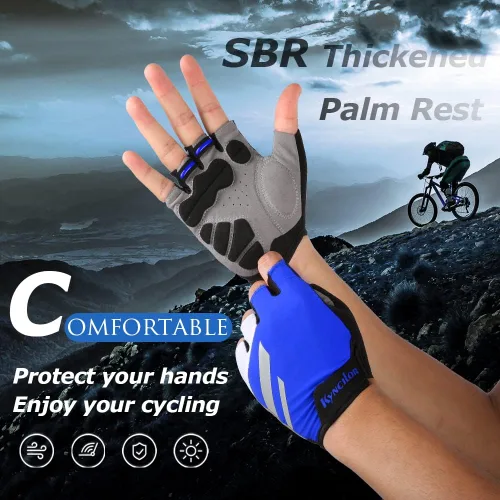 Miniatura 6 de KynciLOR Guantes de ciclismo acolchados sin dedos con protección UV, guantes de MTB y bicicleta de carretera para hombres y mujeres para correr