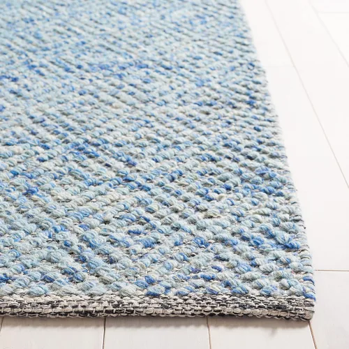 Miniatura 4 de SAFAVIEH Colección Natura - Alfombra decorativa de 2 x 3 pies, azul, lana hecha a mano, ideal para áreas de alto tráfico en entrada, sala de estar