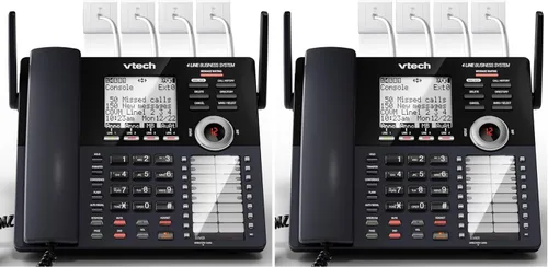 VTech AM18447 - Consola principal 4 líneas expansible para pequeñas empresas, sistema de teléfono de oficina con contestadora, intercomunicador,