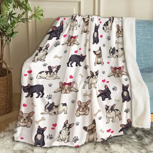 Manta de bulldog francés para bebé, manta acogedora y suave para niños, niñas, recién nacidos, regalos de cumpleaños de Navidad, 40 x 30 pulgadas