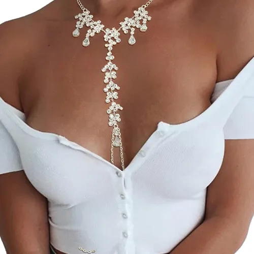 Miniatura 6 de Sujetador de diamantes de imitación, cadena de pezón, cadena de cristal en el pecho, lencería sexy, joyería de pezón, joyería de cuerpo rave