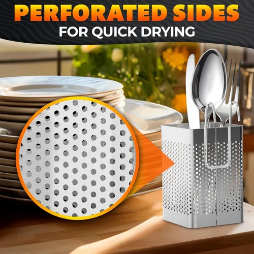 Miniatura 7 de Cesta para palillos para lavavajillas, 2.87 x 2.87 x 4 pulgadas, soporte para utensilios de acero inoxidable, resistente al óxido para cesta