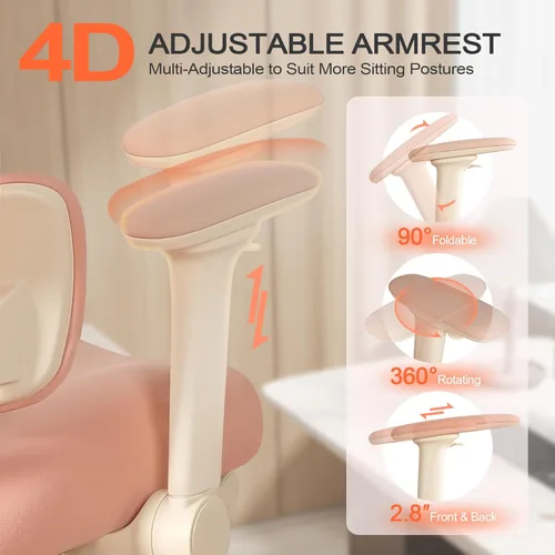 Miniatura 5 de Silla de oficina ergonómica con brazos abatibles y reposapiés 4D, silla de escritorio de malla para juegos con reposacabezas 3D y soporte lumbar