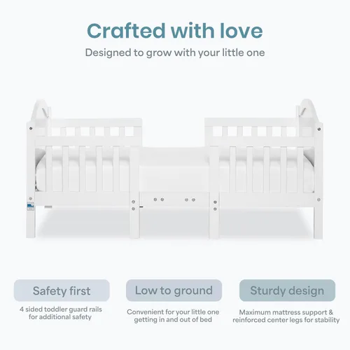 Miniatura 6 de Dream On Me Portland - Cama convertible 3 en 1 para niños pequeños con rieles de seguridad en blanco, certificada por Baby Safety Alliance