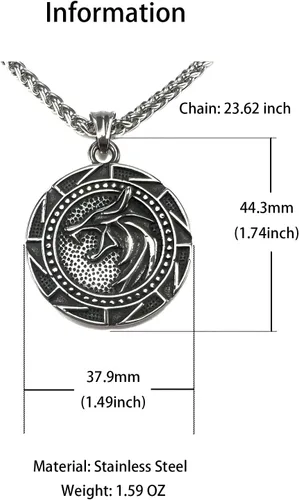 Miniatura 5 de FANCY-J Collar de talismán de lobo vikingo Fenrir cadena de acero inoxidable para hombre, joyería vintage para hombre, colgante de amuleto vikingo
