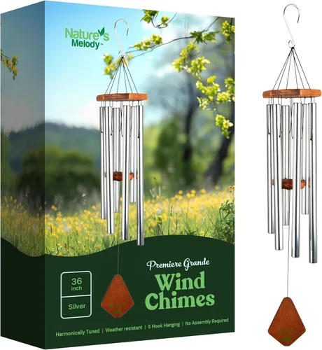 Miniatura 12 de Campanillas de Viento Nature's Melody Premiere Grande Tunes – Campanillas de Viento para Exteriores con 6 Tubos Afinados en Escala Pentatónica