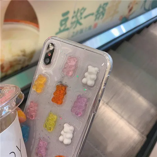 Miniatura 6 de UnnFiko Funda Transparente Bonita para Teléfono iPhone 13 mini, Osos de Dibujos Animados Súper Kawaii, Fundas Protectoras Suaves para Teléfono